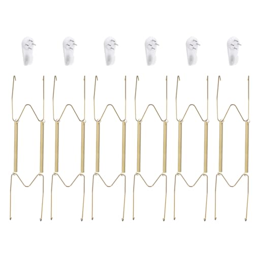Image of uxcell 9pcs Plate Hanger, 14 Inch Stainless Steel Invisible Wall Plate Hangers with Wall Decorative Hooks and Tip Protector for Decorative Plates and Art