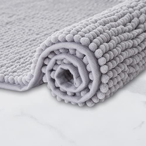 Decomira Tapis de Bain Antidérapant en Chenille | Super Absorbant et Lavable en Machine | pour la Salle de Bain, Douche, Baignoire ou comme Tapis WC | Gris -...