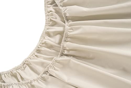 Image of LANE LINEN King Size Bed Sheet Set - 450 Thread Count Long-Staple 100% Cotton Sheet Set King Size, Hotel Premium Soft Silky Sateen Finish, Durable Bedding Set, Elasticised 15 inch Deep Pocket - Ivory