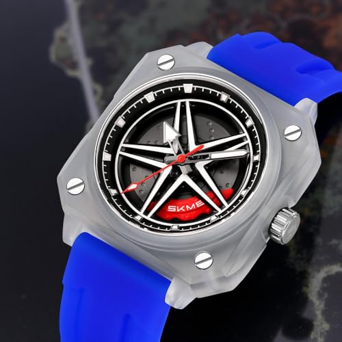 Image of SKMEI Silicone Men's Analog Quartz Sports Watch Waterproof & Trendy Wheels Rolling Design 2362