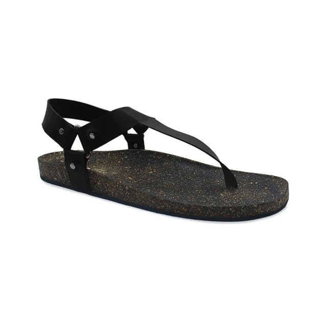 Men's T-Strap Cork Footbed Sandals | Rubber Slingback Sandals with Arch Support | Recycled Tyre Anti-Slip Sole | Lightweight Outdoor & Casual Wear-image-34