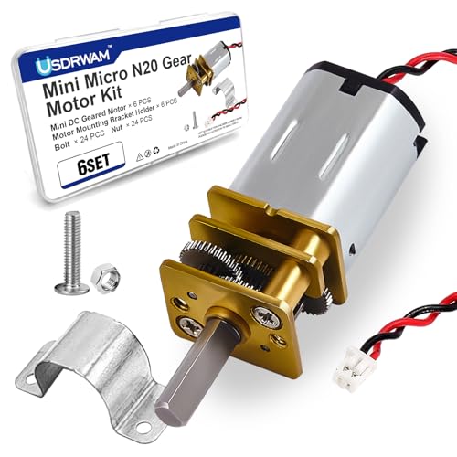 6 Pack N20 Gear Motors, DC 3V–6V Mini Slow Speed Gearbox Motors for RC Cars and Robot Models