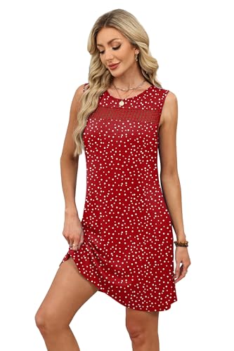 Image of WIHOLL Summer Dresses for Women 2026 Beach Vacation Spring Fashion Clothing Lace Mini Tank Dress with Pockets