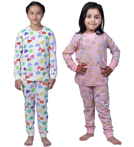 Image of Hestia | H.NSG.N.1 | Kids Girls Nightwear | Sleepwear | Cotton |Trouser Full Sleeves Tshirt | Elastic Waist |Night Dress with Pyjama Tshirts for Girls|All Over Horse Printed |Blue Color 4-6Yrs |Set 1