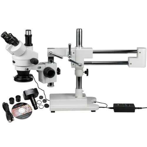 AmScope SM-4TZ-144-5MT Trinocular Stereo Microscope, WF10x Eyepieces, 3.5X-90X Magnification, 0.7X-4.5X Objective Power, 0.5X