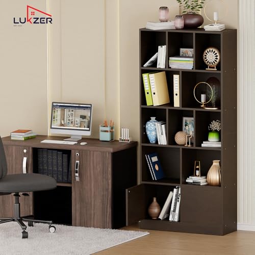 Image of Lukzer Bookshelf & Storage Organizer with Push Latch Doors Cabinet | Modern Engineered Wood Multipurpose Bookcase Display Rack for Home & Office | DIY Assembly (MR-033 /Wenge /157x80x30 cm)