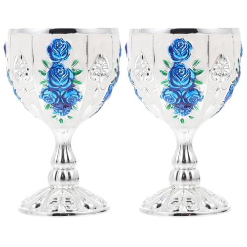 BESTOYARD Chalice Wine Goblet, Blue Royal Wine Glasses Cup European Vintage Cup Altar Cup Worship Cup Martini Flutes Retro Wine Cup For Home Night Bar Party