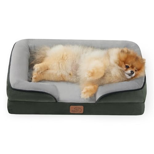 Image of Bedsure Orthopedic Dog Beds for Small Dogs - Washable Small Dog Cat Bed Waterproof, Comfort Pet Couch Sofa with Washable Removable Cover, Pets Bed with Nonskid Bottom, Boreal Canopy Green, 24 inch