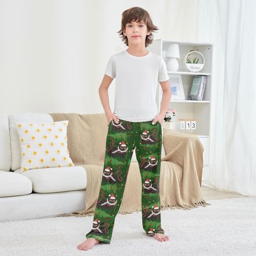 Boys' Pants Christmas Cat Animal Tree Long Bottoms Jogger Pants Elastic Waist Trousers with Pockets S-XL3