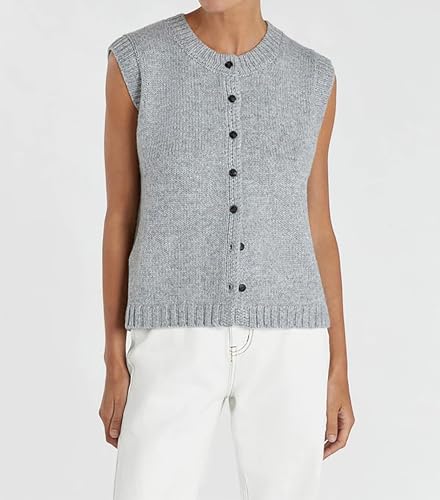 Cioatin Women Summer Knit Sweater Vest 2024 Sleeveless Button Down Loose Cardigan Tank Shirt Top Going Out Outfits Teen4