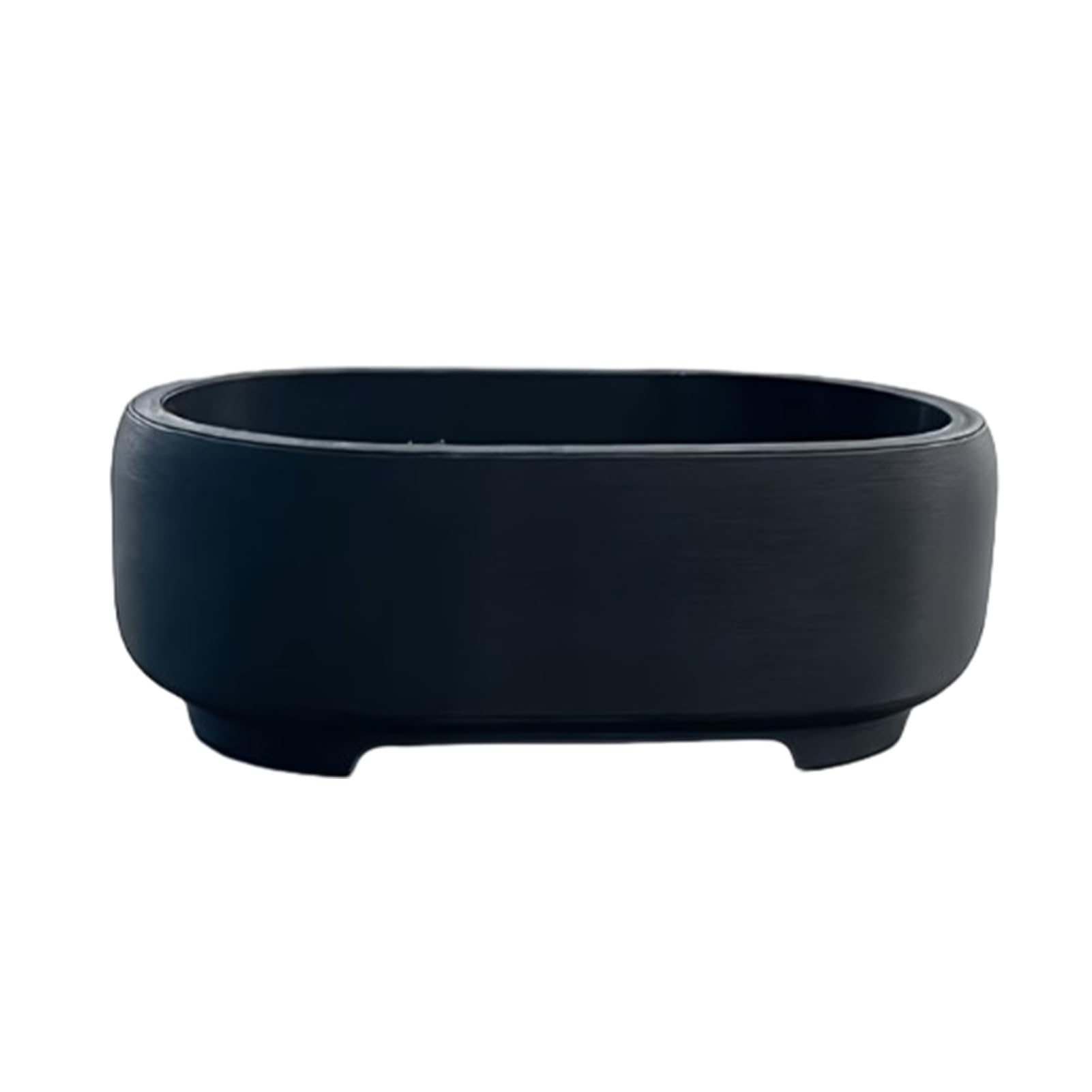 sugerou Oval Plant Pot for Indoor Succulents, Decorative Modern Flower Container for Small Foliage Plants, Durable PLA Desk Organiser for Home Office, 15cm Length Black