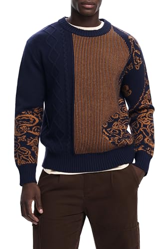Desigual Jers_Half Paisley Sweatshirt, Bleu, S Homme