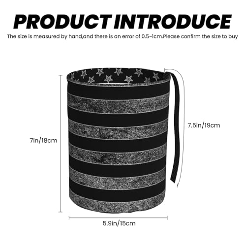 Image of Small Car Trash Can, Black American Flag Design Hanging Foldable Car Trash Bag, Waterproof Leakproof Garbage Bin, Car Interior Organizer Accessories