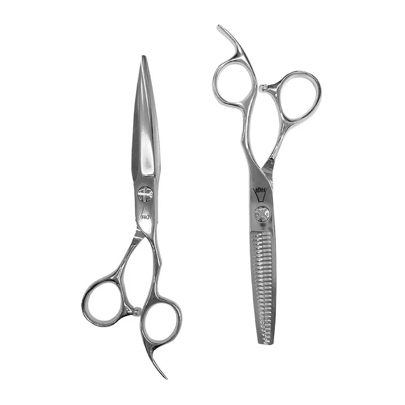 Ensemble de Ciseaux à effiler et de Coupe de Cheveux en Acier Inoxydable avec tondeuses à Cheveux et Ciseaux de barbier Noirs