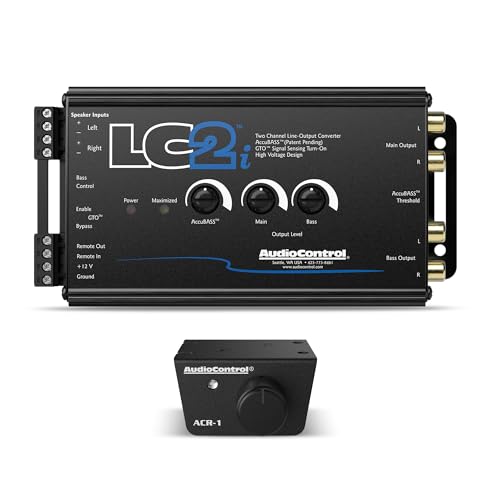 AudioControl LC2i 2-Channel Line Output Converter with ACR-1 Dash Remote & AccuBASS for Adding Subwoofers Amplifiers to Factory Car Audio Receiver Head Unit Speaker Level to RCA Line Level Converter