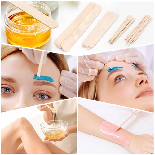 EWVVSS 4 Style 500 Pcs Waxing Sticks Assorted Wax Applicator Sticks For Body Legs Face With Small Medium Large Sizes Wood Popsicle Sticks For Waxing Or Wood Craft Sticks