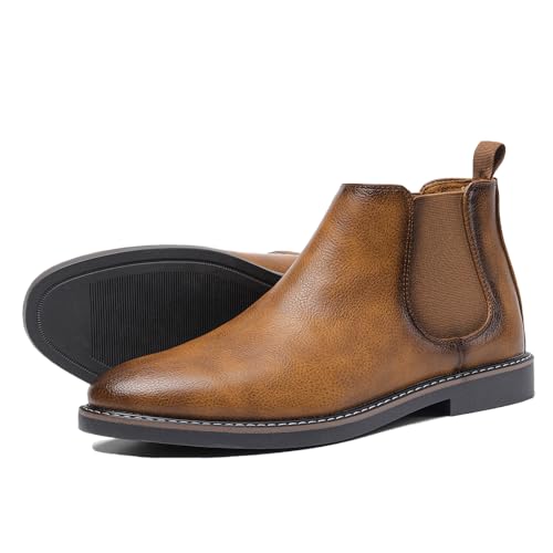 Harssidanzar Men Chelsea Ankle Boots Casual Dress Boots Ankle Classic Slip on Boots KM303US2