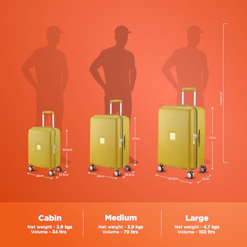 Image of American Tourister Purimax 67 CM Check-in Suitcase with TSA Lock & 8 Wheels Hard Polycarbonate /Trolley Bag for Holiday /Travel Bag for Holiday /Travel Bag with Double Spinner Wheels for Unisex- Yellow