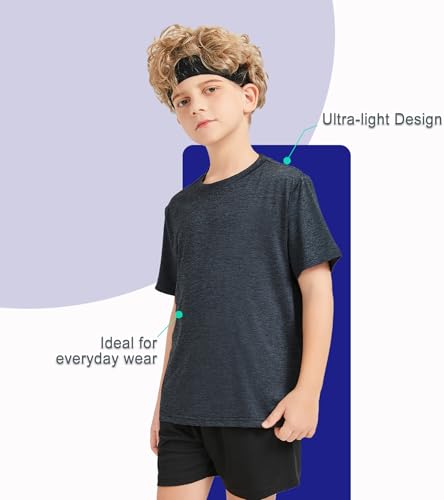 5 Pack Boys&Girls Athletic Quick Dry Short Sleeve Youth Performance Activewear T-Shirt for Kids2