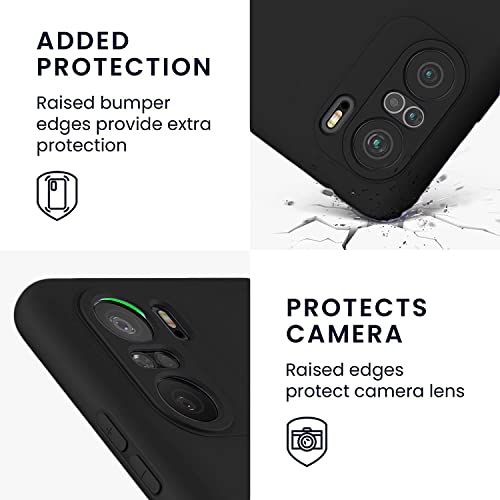 Image of LOXXO Liquid Silicone Case Microfiber Cushioning Compatible for Xiaomi Mi 11X Shockproof Slim Back Cover, Gel Rubber Full Body Protection - Black