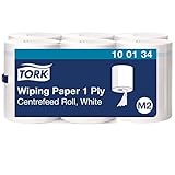 tork 100134 carta per asciugatura advanced, compatibile con il sistema m2 (ad estrazione centrale), 1 velo, 1 x 6 rotoli (6 x 250 m), bianco