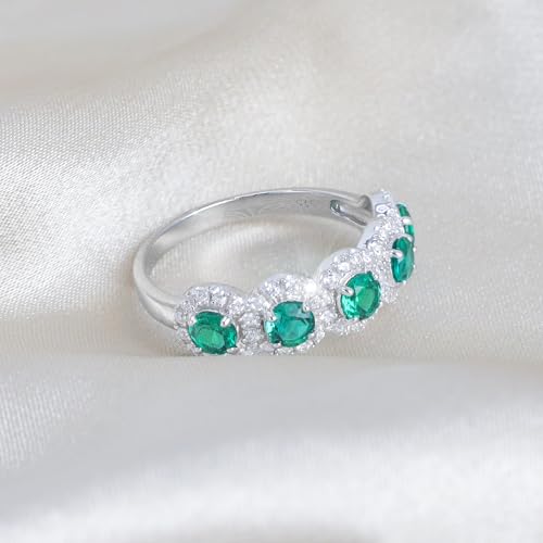 Ring 925 Sterling Silver Rhodium Plated Cubic Zirconia Round Shape Cut 1.11 Carats Solitaire Colored Gemstone Prong Setting Engagement Wedding Bands for Women Fashion Accessory Jewelry4