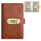 お札 貯金箱 内側のページ 50 ページ お札100枚収納 コンビネーションロッ 貯札帳 仕事 防水 大人と子供向け（ダークブラウン）