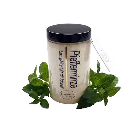 Sal exfoliante para sauna - Menta de 400 g - Sal marina con aceite de jojoba Vitamina E Body Scrub - Exfoliante para ducha y cuerpo para todos los tipos de piel - Vegano - Sin parabenos Cover