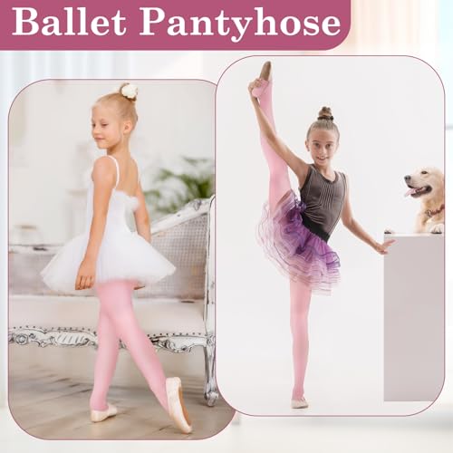 4 Pairs Dance Tights for Girls, Ultra Soft Legging Ballet Dance Tights Footed Ballet Stockings Girls Toddler3
