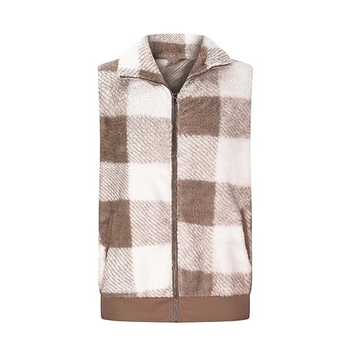 TANGNADE Fleece Vest Women Trendy Fashion Warm Fuzzy Sleeveless Zip Up Sherpa Plaid Jackets Fall Winter Casual Outerwear2