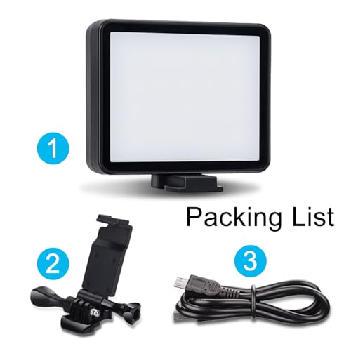 Suptig LED Video Dimmbares weißes natürliches, warmes Kompatibel für Gopro 13, 12,11,10,9,8,7,6,5,4,3,3+, Session,DJI OSMO, AKASO Action Kameras