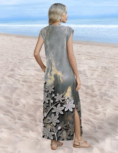 Image of Zeagoo Summer Dresses for Women 2026 Long Maxi Sundresses Loose Split Wrinkle-Free Beach Travel Vacation Clothes
