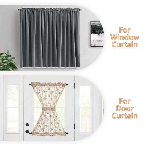 KXLife 2 Pack Small Curtain Rod 18-30 Inch, 1/2” Diameter, Cafe Door Curtain Window Rod, Adjustable Drapery Rods with Brackets (Nickel) - Thumbnail 6