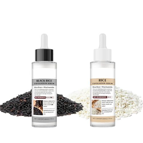Peel Shot Glow Rice Ampoule Duo, 2 Piezas Exfoliante Facial Con Arroz Blanco Y Negro Peeling Quimico Facial Exfoliante Rice Ampoule, Mejora La Piel Áspera, Hidrata, Ilumina, 80ml