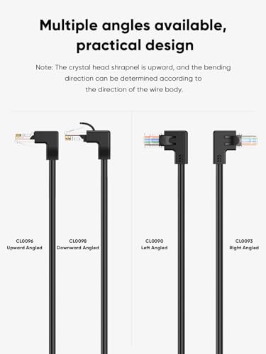 Image of CableCreation Angle CAT6 Ethernet Patch Cable(10 Feet), Downward Angled Lan Cable with 50U Gold Plated Contact, Black Color