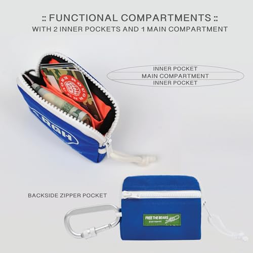 Rough Enough Small Coin Purse Keychain Wallet Waxed Canvas Card Holder for Kids Preppy Teen Boys Blue4