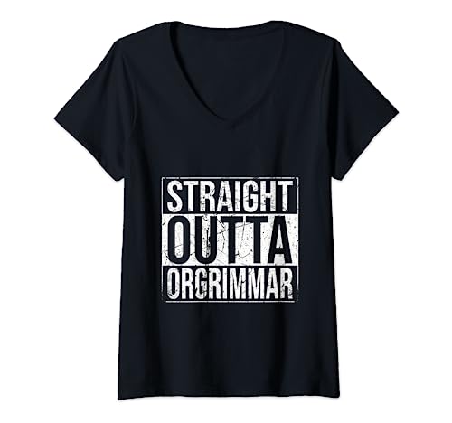 Womens Straight Outta Orgrimmar WoW Horde Gamer Gift Vintage V-Neck T-Shirt
