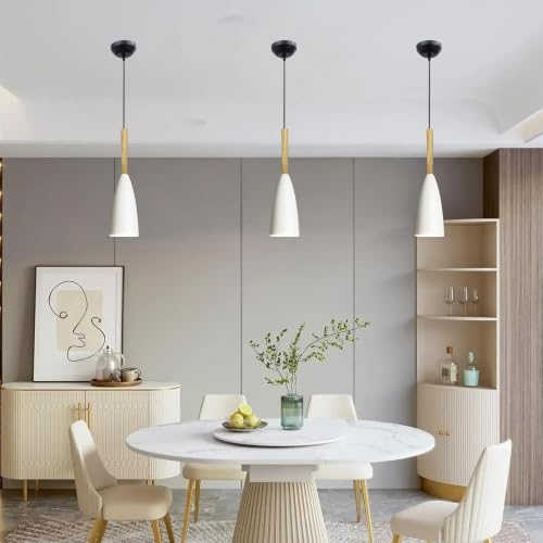 Image of GreyWings Modern Cone White Aluminium Hanging Pendant Light Cord, Antique Decor, Bulb not Included, Pack of 3