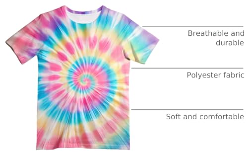 Image of Kids Neon Tie Dye Shirt for Boys Girls Tie-Dye T-Shirt Hippes Tshirt Senior Children Tee Size 6-16 Years Age