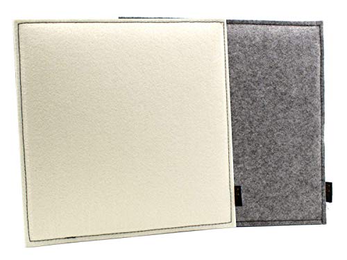 Set di 6 cuscini reversibili in feltro quadrato in bianca crema/brizzolato. Rivestimento per sedia lavabile con imbottitura, resistente all'esterno. Cuscino di seduta elegante di circa 35x35 cm