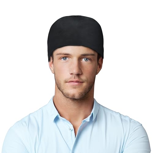Image of Adjustable Scrub Cap with Button, Satin-Lined Cotton Scrub Hat Sweatband, Elastic Working Hat Unisex, One Size