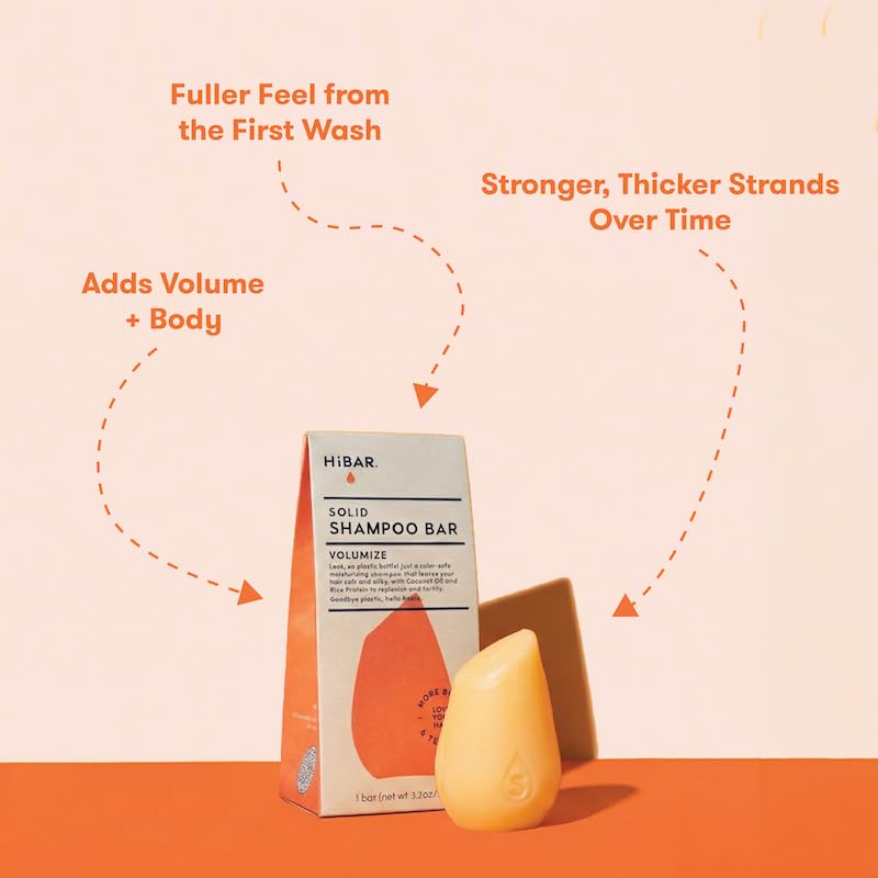 Image of HIBAR - Volumize Shampoo Bar - For Fine & Flat Hair - Add Body, Definition & Volume - With African Dates & Vitamin B5 - Plastic-Free - Soap, Paraben & Sulfate-Free - Color Safe & Vegan -1 Solid Bar