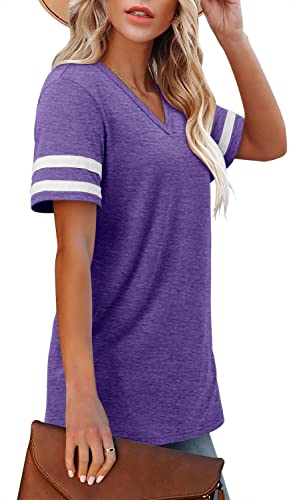 Angerella Casual Summer Tops for Women V Neck T Shirts Short Sleeve Tunic Tops Loose Fit2