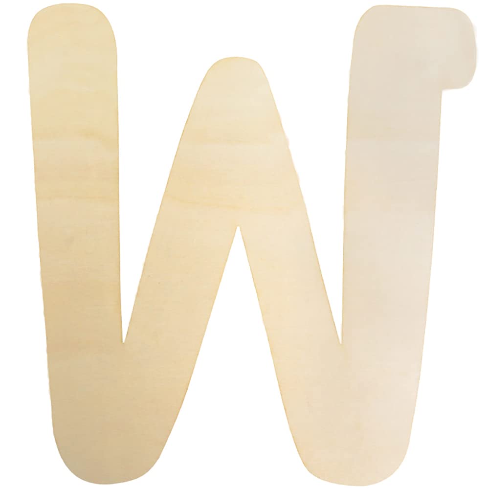 Blank Unfinished Wooden Letter W, 12 Inch Wood Letters for DIY Crafts