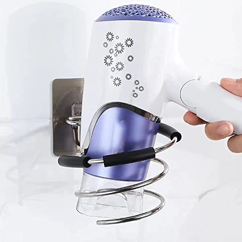 Image of Wall Mounted Hair Dryer Holder - Self Adhesive No-Drill Bathroom Organizer Rack for Dryer, Straightener & Combs (SILVER) (1)
