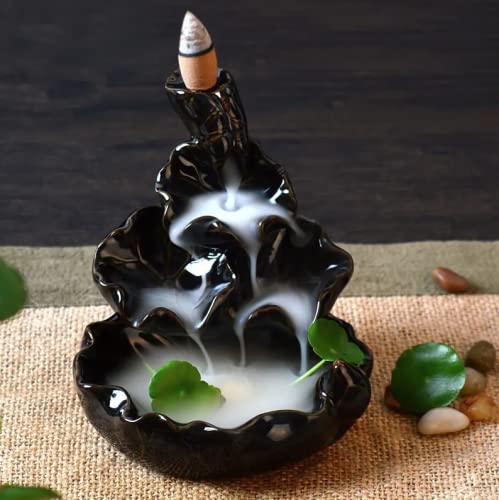 Incensário Cascata de Fumaça Flor de Lótus Grande + Kit Palo Santo