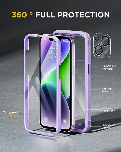 Coque iPhone 14 antichoc intégrale violette pour éviter les bris d'écran et rayures - 3