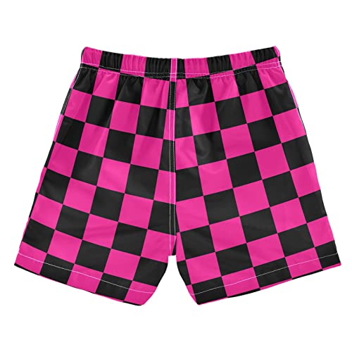 Black Deep Checkerboard Boys Swim Trunks Squares Plaid Toddler Beach Board Shorts Baby Summer Bathing Suit XS2