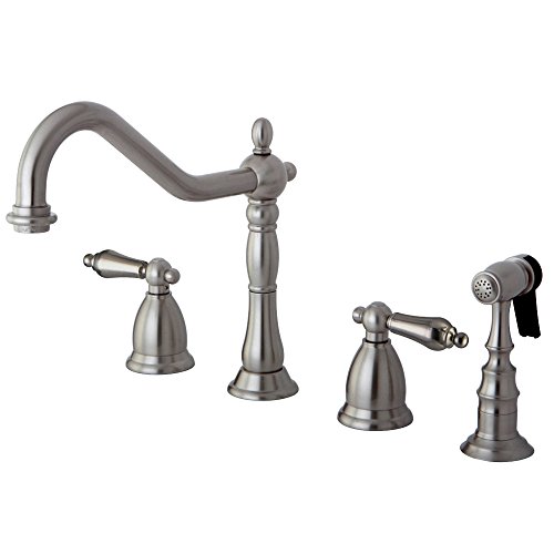 Kingston Brass KS1798ALBS Widespread Kitchen Faucet, Brushed Nickel