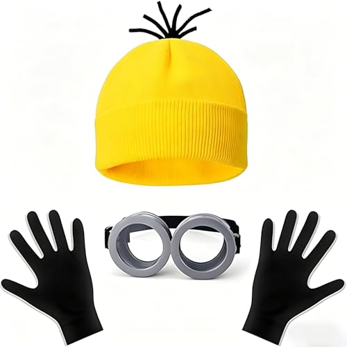 3 pièces d'accessoires de costume Minion, ensemble de costume jaune pour cosplay, costume de cosplay pour adultes et enfants, déguisement de carnaval,...